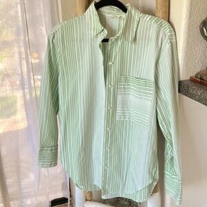 Tom Tailor Green White Long Sleeve striped button-down size 36 / Small